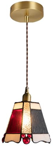 Lámpara Colgante de vitral, luminaria de Vidrio con Empalme Colorido, lámpara Colgante de 1 luz Estilo Barroco, Mini araña de Mediados de Siglo para Cocina