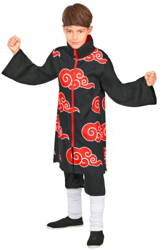 W WIDMANN MILANO Party Fashion - Costume Cloud Ninja pour enfants | Robe noire à motif de nuages rouges, guerrier japonais pour le carnaval, Halloween