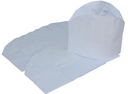 TAMLED Kochmütze Excellent Standard aus geprägtem Papier mit plissiertem Oberteil - 10 Stück