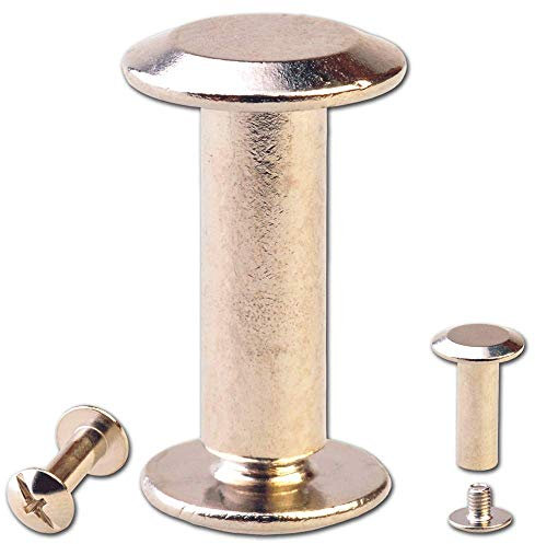 Hoppe & Masztalerz 100 Schraubnieten Gürtelschrauben Buchschrauben Chicagoschrauben Nieten zum Schrauben 12MM Nickel-glänzend