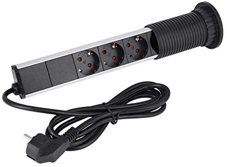 Dioche Multiprise de bureau à compartiment, prise de courant de bureau, multiprises tour compartimentée, colonne multiprises avec protection pour cuisine, plan de travail, bureau