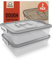 Chef Pomodoro - Lot de 2 Boîtes de Fermentation pour Pizza et Pain - Bac à Pâtons Empilables 44 x 34 cm pour 6 à 8 Boules de Pâte avec Couvercles de Conservation et Poignée de transport (Gris)