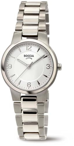 Boccia Armbanduhr für Damen in der Farbe Silber mit Armband aus Titanium, Wasserdichtigkeit: 5 bar, Gehäusedurchmesser: 28 mm, 3359-01