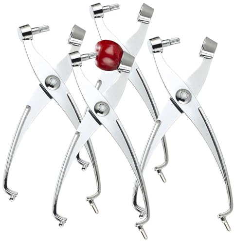 Rosenstein & Söhne Kirschenentkerner: 4er-Set 2in1-Kirschentkerner-Zange & Olivenentkerner aus Vollmetall (Cherry pitter, Cherry stoner, Salat)