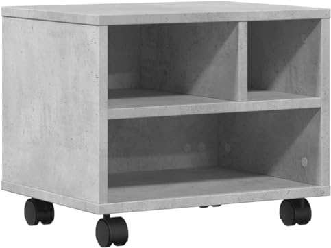 vidaXL Printerkastje met wielen 41x32x34,5 cm betongrijs