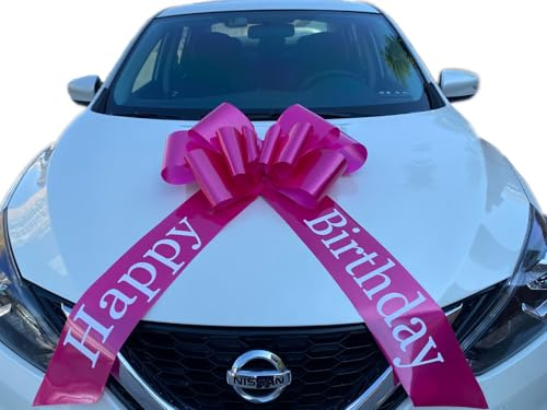 Chexin Riesige Große Rosa Schleife für Auto Geburtstag，Happy Birthday，Geschenkschleife Große - XXL 76 cm / 30, Riesige Autoschleife, Große Masche, Car Bow für Fahrrad，und Schleife mit 185 cm Bänder
