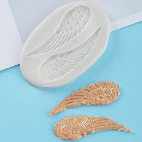 Epoxidharz-Formen, 6,2 x 1,9 cm, Silikonform, Engelsflügel, Harz, Küchen-Backwerkzeug für Kuchen, Schokolade, Dessert, Dekoration, Fondantformen