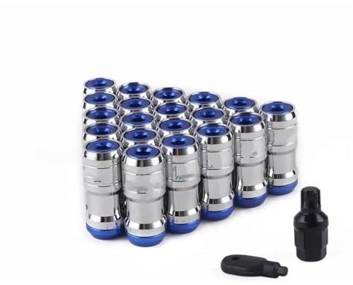 WTIXCRQ Radbolzen Radschraube Kompatibel Mit Toyota Concealed Heptagon Formula Stahlfelgen, Feststellmuttern, Eichelfelge, M12x1,5, 20 Stück(Blue)