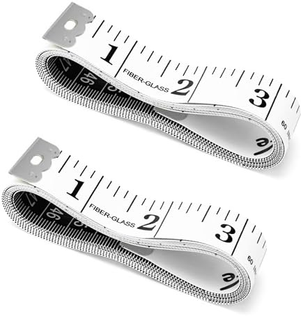 2 Pcs Double Sided Tape Measure, Soft Ruler Perfect to Body Measuring, Durable Flexible Tape for Sewing Tailoring Crafting Building Clothing, 2 Sided Body Tape 60 Inches /150cm (White)