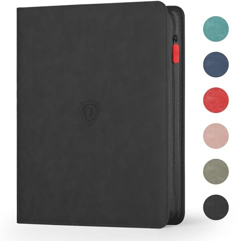 Deoyibu Classeur de cartes avec 9 poches, pour 360 cartes à collectionner, album double face avec fermeture éclair, classeur pour MTG, TCG, de jeu, de sport, noir