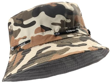 MILAKOO Camo Fischerhut Herren Outdoor Eimer Hut Verstellbare Kordelzug Passform Sommerhut Leichter Atmungsaktiver Eimerhut für Unisex