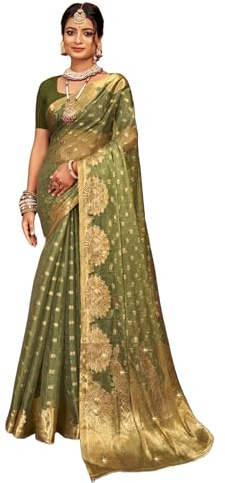 FASHION BAZAR 365 Tela india de lujo pesado Jharkan Work Rich Pallu Work Partywear Sari 11061, 3, XXL
