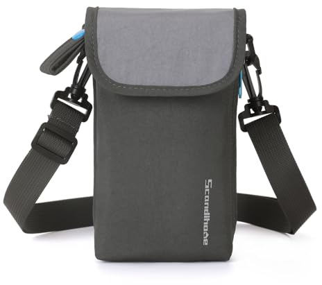 Azarxis Water Bottle Carrier Bag Holder with Adjustable Shoulder Strap Phone Pocket Crossbody Water-Resistant for Hiking Camping Walking Travelling Women Men Cup Accessories Sports (Gray)