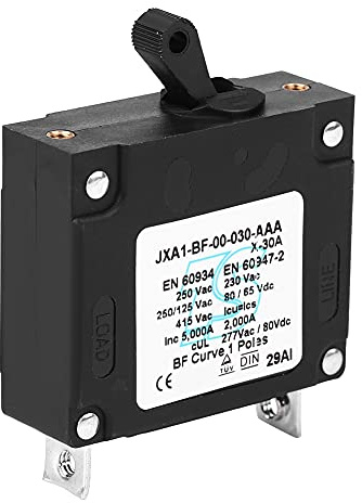 Taidda Misura Durevole per Mini DC/AC Manuale ON/OFF Interruttore di Ripristino a Levetta Interruttore Automatico per Sicurezza 15A 20A 25A 30A Materiale ABS Nero (30A)
