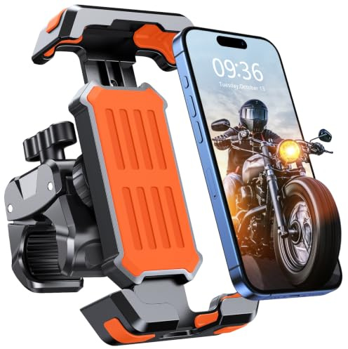 CIRYCASE Soporte Móvil Bicicleta y Moto, [3s Instalación & Máxima Antivibración] Abrazadera de Manillar Mejorada & Giratoria 360°, Suporte Telemóvel Moto Adecuado a ATV/Scooter/4.7-6.8 Teléfono