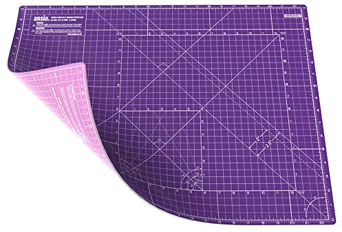 ANSIO Craft Cutting Mat Self Healing A2 Double Sided 5 Layers - Quilting, Sewing, Scrapbooking, Fabric & Papercraft - Imperial/Metric 22.5 Inch x 17 Inch / 59cm x 44cm- Royal Purple/Carnation Pink