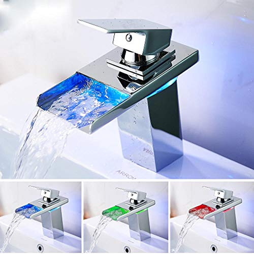 Basin Taps Bathroom Basin Faucet Waterfall Full Copper Cold and Hot Water Single Hole Square Sink Sink Washbasin Faucet Bathroom Sink Taps