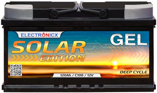 Electronicx GEL Solarbatterie 12V 120Ah – Deep Cycle wartungsfreie Versorgungsbatterie für Wohnmobil, Wohnwagen, Boot, Gartenhaus, Solaranlage, Camping, Off-Grid Stromspeicher