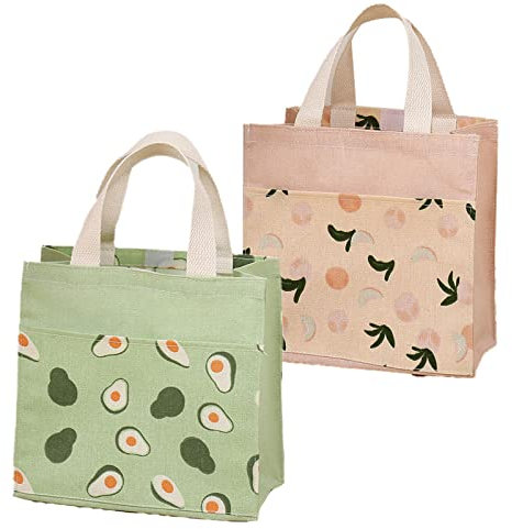 Spldsun 2Stk Stofftaschen Klein mit Griffen, Faltbare Einkaufstasche Recyclingtasche, Baumwolltasche Tragetaschen, für Frauen, Kinder, Mädchen, 22cm x 22cm