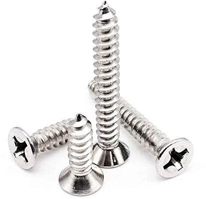 KEEBI Edelstahl Holzschraube Flachkopf, M1 M1.2 M1.4 M1.7 M2 M2.6 M3 M3.5 M4 M5 M6 Kreuzsenkkopf Selbstschneidende Holzschraube for Heimwerker und Tischlerei (Color : 8mm, Size : 50pcs M1.2)