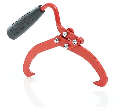 XPOtool Holzzange 340x150x30 mm bis 75kg, Handpackzange als Verladehilfe für Rundhölzer bis Ø19cm, Greifer mit Handgriff