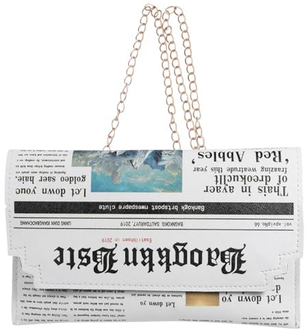 Moderne Pu Leder Umhängetasche Für Damen Mit Zeitungsdesign Multifunktionale Schultertasche Mit Kette Als Einkaufstasche Für Kleine Gegenstände