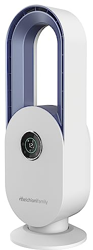 Melchioni Family | Ventilatore a Torretta senza Pale con 3 Velocità e 3 Modalità, Ventilatore Silenzioso con Display LCD Touchscreen, Timer 15 Ore, Colore Bianco