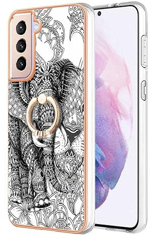 Reevermap Samsung Galaxy S22 Plus Case Ultra Thin Silicone Phone Cover for Samsung Galaxy S22 Plus with Ring Holder, Protective soft Plating Edges Kickstand Premium Anti-fall Bumper, Elephant