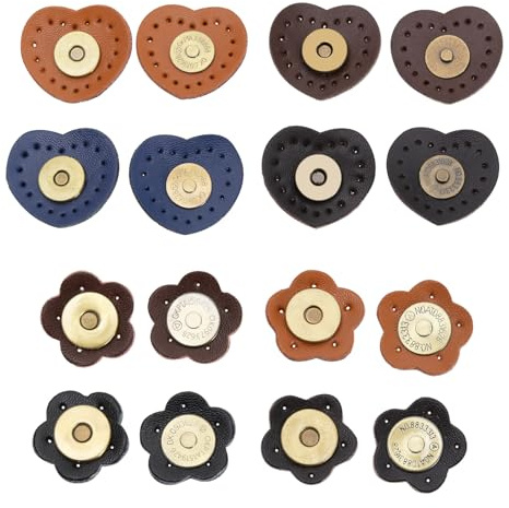 eMagTech 8pcs Boutons Pression Magnétiques Sac à Main Boucle Magnétique Fermoir de Sac à Main Magnétique Portefeuilles en Cuir PU Boutons Pression Accessoires pour Fabrication de Bricolage