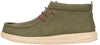 HEYDUDE Wally Mid Waxed Canvas - Scarpe Uomo Slip-On Stivaletti, Olive, 43