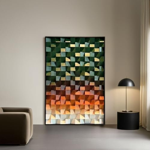 Miscasa 23×35 Wood art wall decor for modern rustic home decor, large wall art for acoustic diffuse, acoustic diffuser wood, panel wall acoustic sound art（Green Ombre