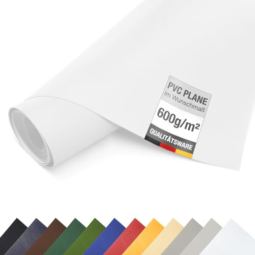 ANKO PLANEN telo per camion in PVC 600 g/m² al metro – telo di copertura industriale pesante con tessuto rinforzato, finitura opaca di alta qualità (Bianco, 3 m x 10 m)
