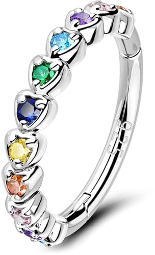 OUFER 16G Herz Ohrpiercing Helix Silber 925 Knorpel Ohrpiercing Klar CZ Conch Piercing 8 mm Daith Piercing Schmuck Silber Helix Klicker