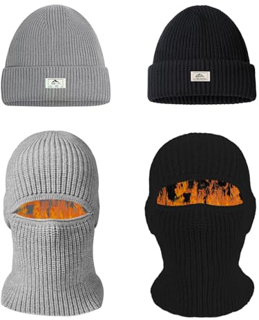 BSITSSS 2 Piezas Pasamontañas, Térmica Balaclava, Multiusos Pasamontañas Moto, Ski Mask de Punto Elástico, Gorras para Caminatas, Campamentos, Esquí, Pesca en Hielo en Invierno