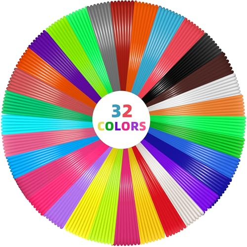 3D Pen Filament Refills 32 Colors 320ft Each Color 10 feet 1.75mm PLA 3D Pen Filament (32 Colors)