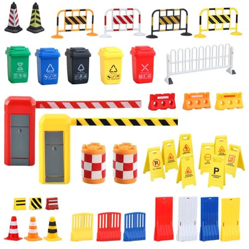 MOSTEDE Jouet De Signe De Barricade 40 Pièces Jouet De Panneau De Signalisation De Simulation Jouets Éducatifs pour Enfants De Signalisation Miniatures Panneau De Bloc Routier pour Enfants