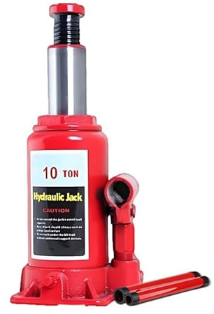 Cric Idraulico Bottiglia, Cric Idraulici in Piastra d'Acciaio, Cric Idraulico Bottiglie Verticali, Cric Portatile con Supporto di Sollevamento Verticale per Auto Furgoni Roulotte Trattori (10T)