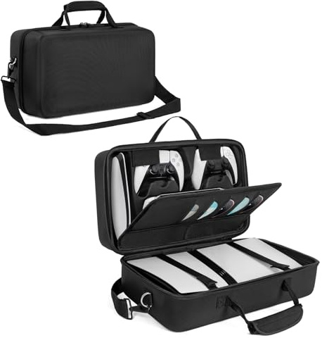 OUUTMEE Estuche de Transporte para PS5 Pro, Negro, portátil, Compatible con PS5 Pro, Bolsa de Almacenamiento Protectora con Correa para el Hombro para Consola PS5