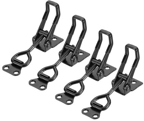 sourcing map 4pcs Adjustable Toggle Clamp M6 x 34mm 396lbs Holding Capacity 4002 Style Quick Release Pull Latches Clamps Hasp for Smoker Lid Jig Tool Box Case, Black