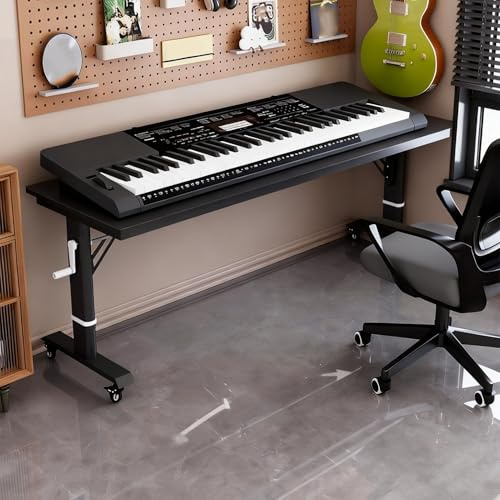ZIMGOD Soporte Teclado Piano Soporte Ajustable para de Piano con Ruedas, Soporte Elevador para Piano Eléctrico de Alta Resistencia, Mesa de Soporte(Black,120cm (47 1/4))