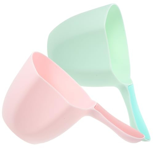 Alipis 2 pezzi Cucchiaio da Cucina e Bagno in Plastica con Manico Ergonomico Mestolo per Acqua Multiuso per Casa Ristorante e Giardinaggio Colori Pastello Rosa e Verde