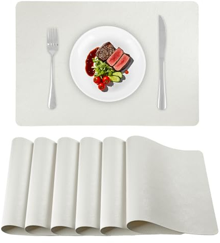 APLKER Tischsets Abwaschbar 6er Set Lederoptik Platzdeckchen 43 × 30 cm