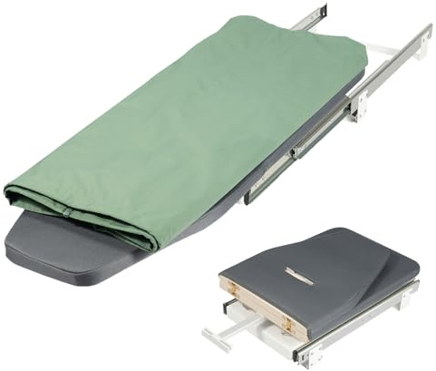 Tabla de planchar extensible plegable para armario, rotación de 180°, tabla de planchar extensible, 80 x 30 cm, extendida, MDF y aluminio, capacidad de carga de 45 kg, juego de rieles silencioso