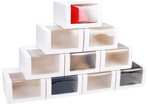 PH PandaHall 10pz Scatole Regalo con Finestra per Cappello da Baseball 19.5x19.5x12cm Scatola Quadrata per Cappello Uomo Donna Casa Natale Completo Festa, Bianco