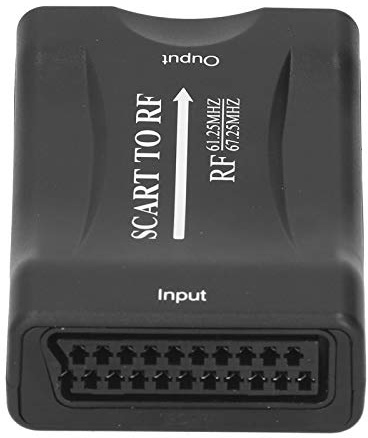 Haofy SCART Till RF-adapter ABS-videoomvandlare 61,25MHz 67,25MHz Switchable Output 80dB Gain för Analog TV-installation TV-box Till RF-anslutning Hemmabruk