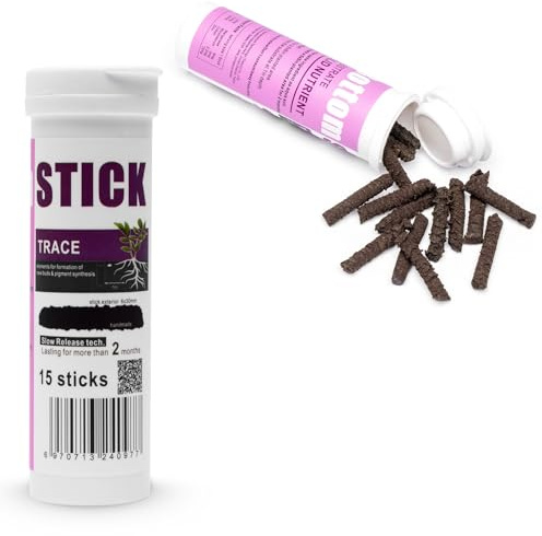 Dr. Tank Bottom Stick - Aquarium Plant Fertilizer Sticks for Aquatic Plants, Substrate Nutrients for Freshwater & Planted Tanks, Slow-Release Nutrients for Plant Growth, 15 Sticks - Trace Stick