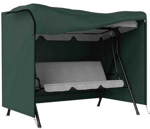 Outsunny Telo Copertura per Dondolo Impermeabile e Resistente Raggi UV | Tessuto Oxford Rivestito in PVC | 205x124x164cm Verde