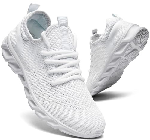 QIJGS Damen Laufschuhe Sneaker Freizeitschuhe Sportschuhe Turnschuhe Fitness Straßenlaufschuhe Trainer Outdoor Sneakers Tennis Jogging Walkingschuhe Gym Schuhe Weiß 40