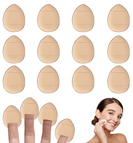 12 Stück Finger Puderquaste Make-up Mini Puderquaste Weiche Puderquaste für Foundation Concealer Kosmetik Foundation Schwamm Mineralpuder Nass Trocken Makeup Tool