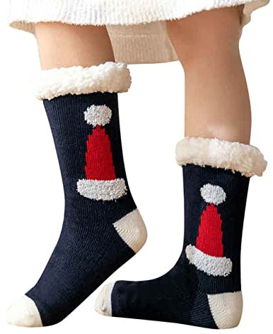 rtdgcv Kuschelsocken Weihnachten Damen Fuzzy Slipper Socken Winter Thermo Schneeflocken Fleece Weihnachtsstrümpfe Flauschige warme Indoor Home Socken Körner Socken Gefütterte Socken (Navy, One Size)